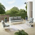 Claustro Outdoor Sofa Set, Gray & White - Sofa & 2 Arm Chairs - 3 Piece CL3039242